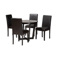 Baxton Studio Bruna Modern Dark Brown Faux Leather 5Piece Dining Set