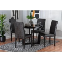 Baxton Studio Bruna Modern Dark Brown Faux Leather 5Piece Dining Set