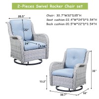 Rilyson Wicker Rocking Chair Swivel Chairs 2 Piece Rocker Patio Chairs Set Rattan Rocking Chair For Outdoor Porch Deck Garden