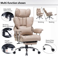 Efomao Desk Office Chair 400Lbs Big And Tall Office Chair Pu Leather Computer Chair Executive Office Chair With Leg Rest And