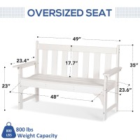 Nalone Outdoor Bench Hdpe All Weather Patio Bench Load Up To 800 Lbs 2Person Garden Bench Rotproof Fade Proof For Patio Por