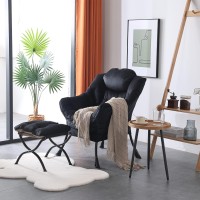 Welnow Lazy Chair With Ottoman Modern Lounge Accent Chair With Armrests And A Side Pocket Leisure Upholstered Sofa Chair Set