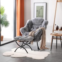 Welnow Lazy Chair With Ottoman Modern Lounge Accent Chair With Armrests And A Side Pocket Leisure Sofa Chair Set Reading Chai