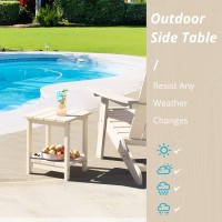 Lue Bona Adirondack Outdoor Side Table 2Tier Sand Hdps Patio End Table Weather Resistant Morden Side Table For Patio Pool P