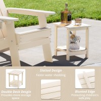 Lue Bona Adirondack Outdoor Side Table 2Tier Sand Hdps Patio End Table Weather Resistant Morden Side Table For Patio Pool P