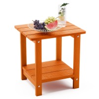 Lue Bona Adirondack Outdoor Side Table 2Tier Orange Hdps Patio End Table Weather Resistant Morden Side Table For Patio Pool