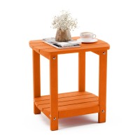 Lue Bona Adirondack Outdoor Side Table Orange Hdps Outdoor Patio End Table Weather Resistant Pool Composite Plastic Morden Sid