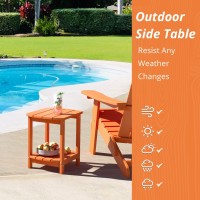 Lue Bona Adirondack Outdoor Side Table Orange Hdps Outdoor Patio End Table Weather Resistant Pool Composite Plastic Morden Sid