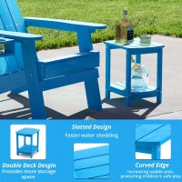 Lue Bona Adirondack Outdoor Side Table 2Tier Blue Hdps Patio End Table Weather Resistant Morden Side Table For Patio Pool P