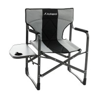 Aohanoi Directors Chairs Foldable, Camping Chairs With Side Table, Camp Chairs For Heavy People, Outdoor Folding Camping Chairs, Adults Folding Chairs For Outside, Supports Up To 350Lbs (Grey)