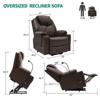 Yitahome Recliner Chair With Phone Holder, Electric Power Lift Recliner Massage Sofa For Living Room, Home Theater Seating With Cup Holders And Led Lighting, Heated Recliner With Pockets, Brown