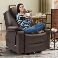 Yitahome Recliner Chair With Phone Holder, Electric Power Lift Recliner Massage Sofa For Living Room, Home Theater Seating With Cup Holders And Led Lighting, Heated Recliner With Pockets, Brown