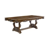 Acme Latisha Wooden Double Pedestal Dining Table In Antique Oak