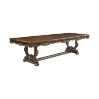 Acme Latisha Wooden Double Pedestal Dining Table In Antique Oak