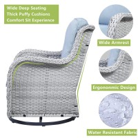 Rilyson Wicker Rocking Chair Swivel Chairs 4 Piece Rocker Patio Chairs Set Rattan Rocking Chair For Outdoor Porch Deck Garden