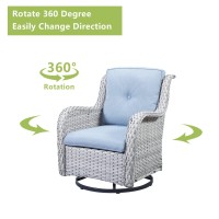 Rilyson Wicker Rocking Chair Swivel Chairs 4 Piece Rocker Patio Chairs Set Rattan Rocking Chair For Outdoor Porch Deck Garden