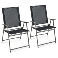 Giantex Patio Folding Chairs Set Of 2 Outdoor Lawn Chairs With Rustproof Metal Frame Portable Dining Chairs For Porch Deck G