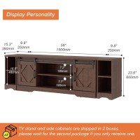 Wampat Modern Farmhouse Tv Stand For Up To 85 Tvs Wood Entertainment Center With Open Storage For Living Room Rustic Brown