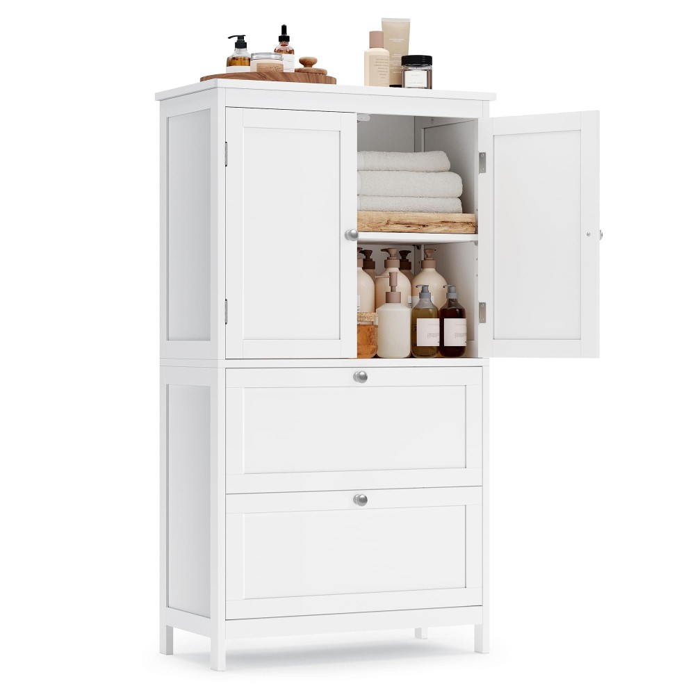 Vasagle Bathroom Floor Storage Cabinet Bathroom Storage Unit Freestanding Cabinet With 2 Drawers And 2 Doors Adjustable Shelf