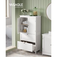 Vasagle Bathroom Floor Storage Cabinet Bathroom Storage Unit Freestanding Cabinet With 2 Drawers And 2 Doors Adjustable Shelf