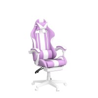 Ferghana Kawaii Light Purple Gaming Chair With Bunny Ears Ergonomic Cute Gamer Chair With Footrest And Massage Racing Reclinin