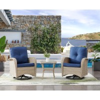 Belord Patio Wicker Furniture With Swivel Rocker Chairs Loveseat  5 Piece Rattan Furniture Outdoor Swivel Rocking Chairs And Table Set For Patio Deck Porch Backyard