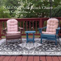 Nalone Folding Adirondack Chair With Cushion With Cup Holder  Hdpe Plastic Oversized Patio Chair Weather Resistant  Used In Outdoor  Fire Pit  Deck  Garden  Campfire Chairs