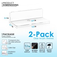 Oaprire Clear Acrylic Floating Shelves Set Of 2 Easily Expand Wall Space Small Wall Shelf With Strong Adhesive For Bathroom