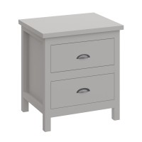 Yes4wood Versatile gray 2-Drawers Nightstand, Bedside Table, End Table for Living Room Bedroom Assembled with Sturdy Solid Wood(D0102H74BIP)
