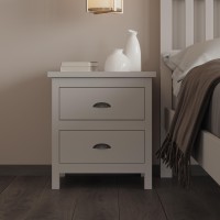 Yes4wood Versatile gray 2-Drawers Nightstand, Bedside Table, End Table for Living Room Bedroom Assembled with Sturdy Solid Wood(D0102H74BIP)