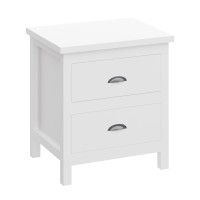 Yes4wood Versatile White 2-Drawers Nightstand, Bedside Table, End Table for Living Room Bedroom, Assembled with Sturdy Solid Wood(D0102H74B9T)