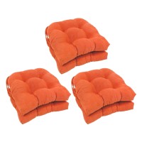 Blazing Needles 16-Inch Rounded Back Tufted Microsuede Chair Cushion, 16 X 16, Tangerine Dream 6 Count