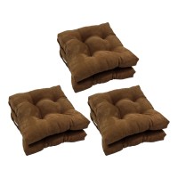 Blazing Needles 16-Inch Square Tufted Microsuede Chair Cushion, 16 X 16, Chocolate 6 Count