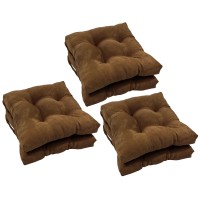 Blazing Needles 16-Inch Square Tufted Microsuede Chair Cushion, 16 X 16, Chocolate 6 Count