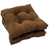 Blazing Needles 16-Inch Square Tufted Microsuede Chair Cushion, 16 X 16, Chocolate 6 Count