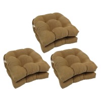 Blazing Needles 16-Inch Rounded Back Tufted Microsuede Chair Cushion, 16 X 16, Camel 6 Count
