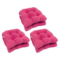 Blazing Needles 16-Inch Rounded Back Tufted Microsuede Chair Cushion, 16 X 16, Bery Berry 6 Count