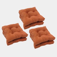 Blazing Needles 16-Inch Square Tufted Microsuede Chair Cushion, 16 X 16, Spice 6 Count