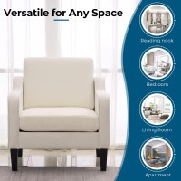 Vingli Modern Accent Chairs Set Of 2 Comfy Beige Armchair For Bedroom Living Room Upholstered Sofa Chair Reading Chair For Small