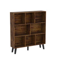 Leyaoyao 8 Cube Bookshelf 3 Tier Bookcase With Legs Rustic Brown Midcentury Modern Bookshelves Large Open Storage Organizer She