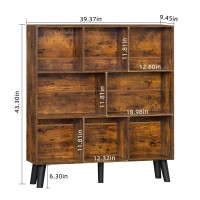 Leyaoyao 8 Cube Bookshelf 3 Tier Bookcase With Legs Rustic Brown Midcentury Modern Bookshelves Large Open Storage Organizer She