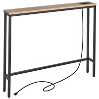 Elyken 59 Narrow Console Sofa Table With Power Outlets 59 Dx394 Wx311 H Long Couch Table With Metal Frame And Charge St