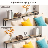 Elyken 59 Narrow Console Sofa Table With Power Outlets 59 Dx394 Wx311 H Long Couch Table With Metal Frame And Charge St