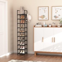 Lanteful Tall Narrow Shoe Rack For Entryway 10Tier Sturdy Metal Shoe Shelf Storage 1015 Pairs Of Shoes And Boots Space Savin