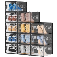 Simpdiy Shoe Storage 12 Pack Xlarge Shoe Organizer For Closet Shoe Boxes Clear Plastic Stackable Shoe Storage Boxes For Size