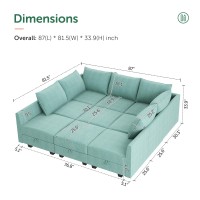 Honbay Modular Sofa Sectional Sleeper Couch With Ottomans Reversible Sleeper Sectional Sofa Modular Couch With Storage Aqua Blu