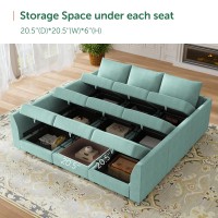 Honbay Modular Sofa Sectional Sleeper Couch With Ottomans Reversible Sleeper Sectional Sofa Modular Couch With Storage Aqua Blu