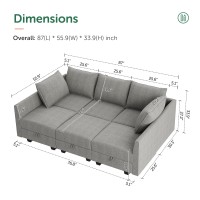 Honbay Modular Sectional Sleeper Sofa Reversible Modular Couch With Storage Seats Modular Sleeper Sectional Sofa For Living Room