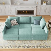 Honbay Modular Sectional Sleeper Sofa Bed U Shaped Modular Sofa With Storage Seats Sleeper Sectional Sofa Modular Couch Aqua Bl