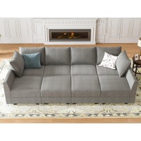 Honbay Modular Sectional Sleeper Sofa Bed Reversible Modular Couch With Storage Seats Oversized Sleeper Sectional Couch Modular